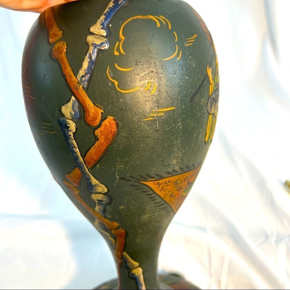 Vintage Handmade Lamp Hand Carved Birds Cranes Asian Theme 28” Without Shade - Picture 9 of 14
